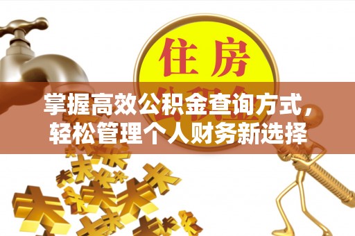 蒙自掌握高效公积金查询方式，轻松管理个人财务新选择