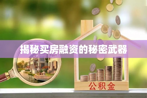 蒙自揭秘买房融资的秘密武器
