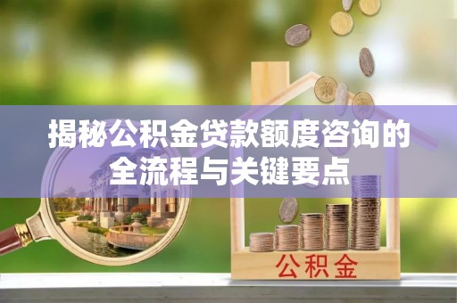 蒙自揭秘公积金贷款额度咨询的全流程与关键要点