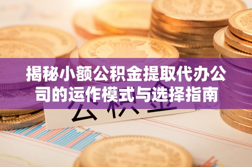 蒙自揭秘小额公积金提取代办公司的运作模式与选择指南